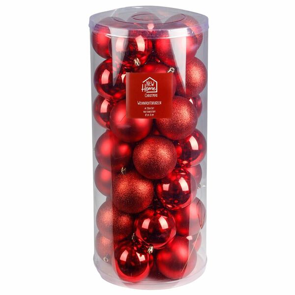 Bild 1 von Weihnachtsbaumkugeln aus Kunststoff 8cm 35er-Set Rot