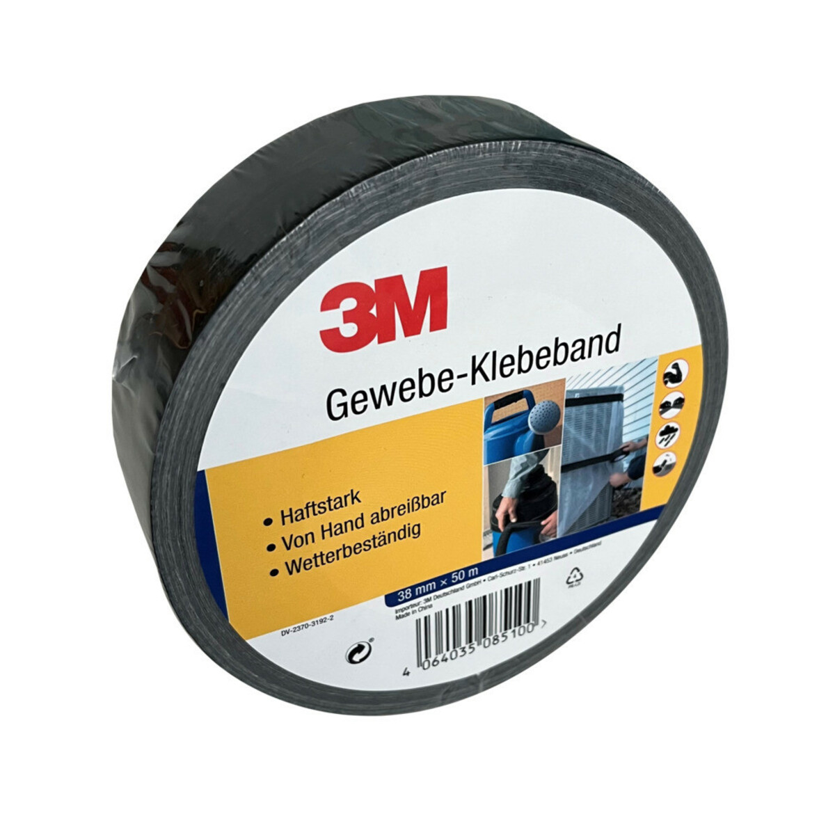 Bild 1 von 3M Gewebeklebeband schwarz 38 mm x 50 m