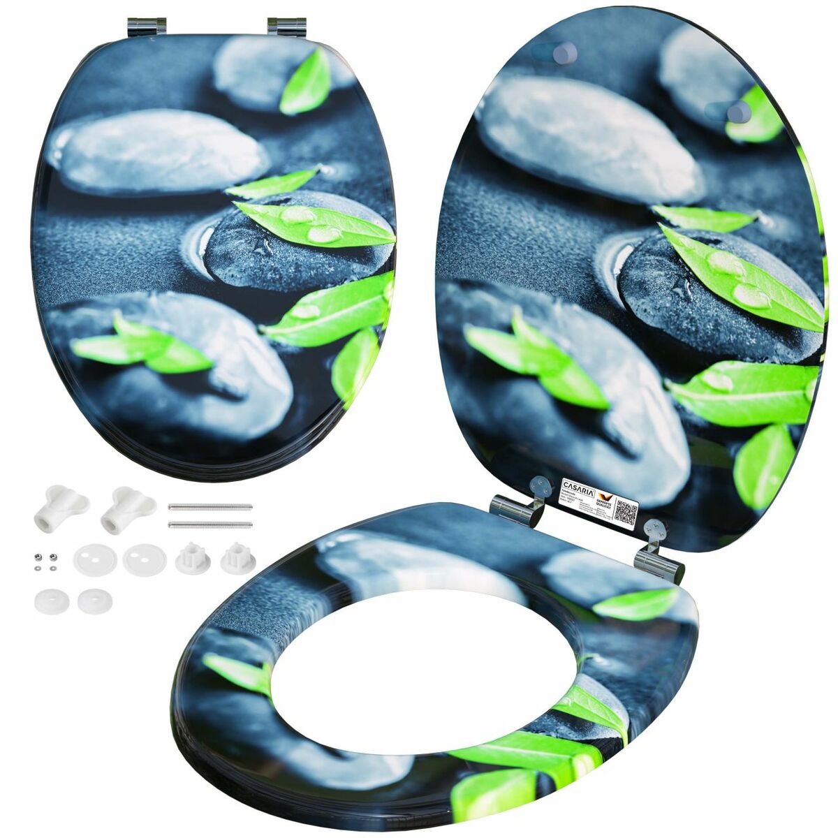 Bild 1 von Casaria® Toilettensitz Stein und Laub mit Absenkautomatik