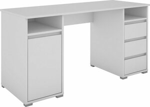 Homexperts Schreibtisch Loop, mit 3 Schubkästen und 1 Tür, Weiß