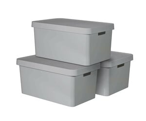 3-er Set INFINITY Box mit Deckel 45L hellgrau