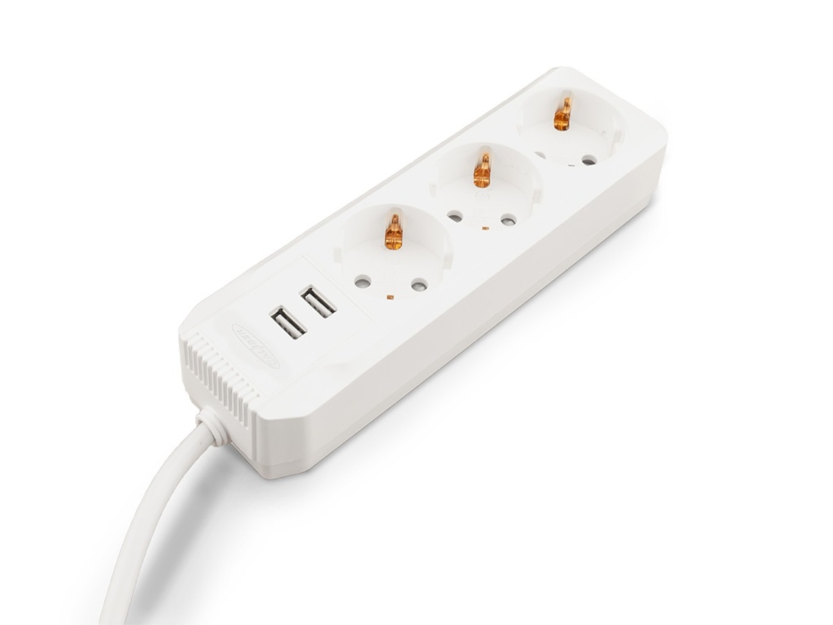 Bild 2 von Caliber HPS2301U Steckdosenleiste 3-fach Weiß Schutzkontakt