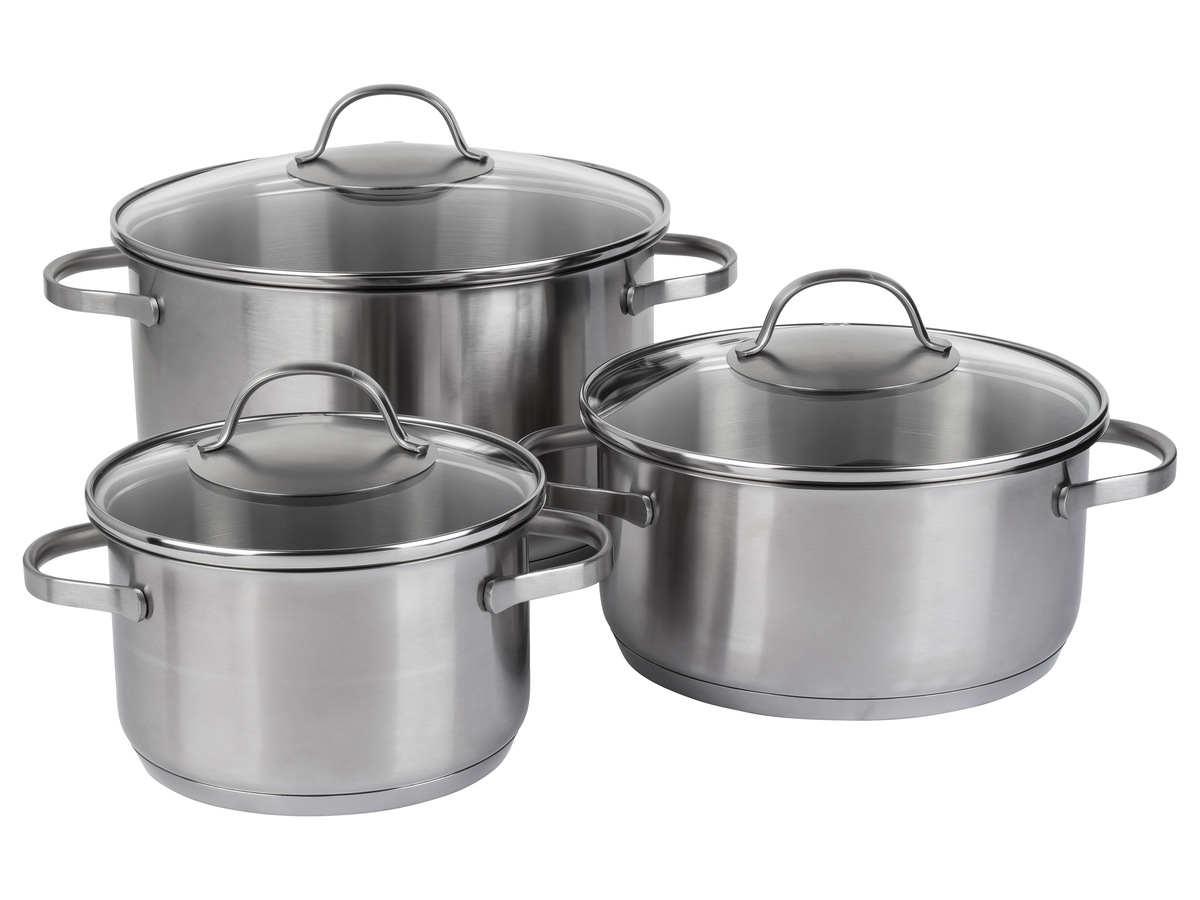 Bild 1 von ERNESTO® Edelstahl-Topf-Set, 3-teilig, mit Glasdeckel