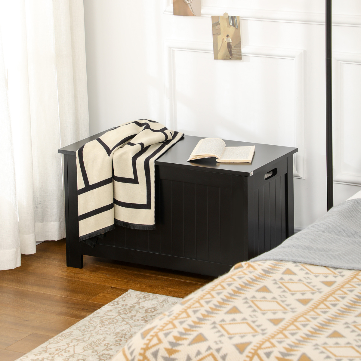 Bild 2 von HOMCOM Truhe, Aufbewahrungsbox, Auflagenbox mit Griff, Gerätetruhe mit Deckel