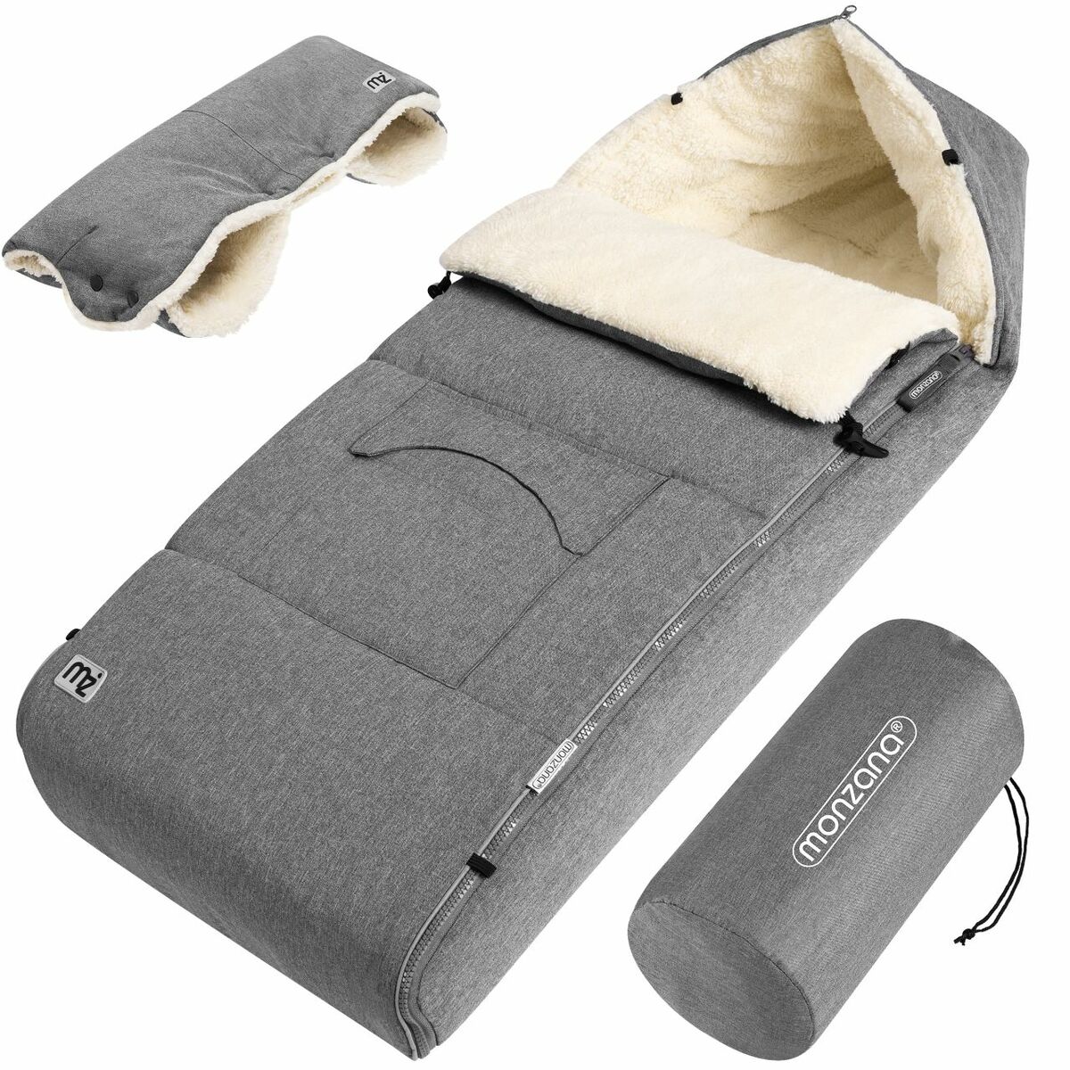 Bild 1 von monzana® Babyfußsack Grau 93x56cm inkl. Beutel
