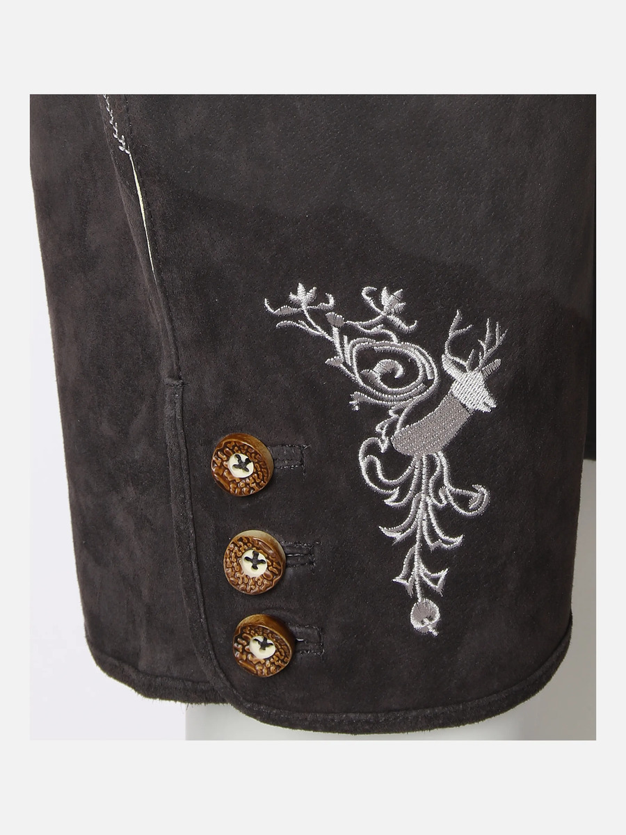 Bild 4 von Herren Echtleder Trachtenshorts mit Stickerei
                 
                                                        Grau