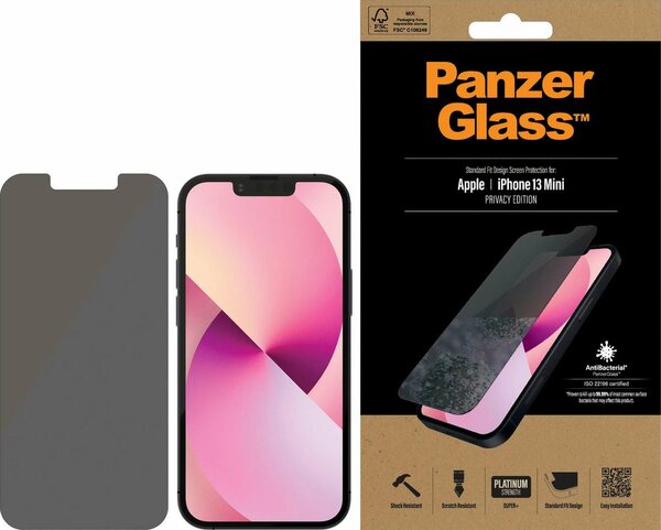 Bild 1 von PanzerGlass PanzerGlass Standard Fit Privacy (Antibakeriell) für iPhone 13 mini, Displayschutzfolie