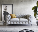 Bild 1 von Couch Corleone 185x97 cm Grau Samt Chrome 2-Sitzer Sofa