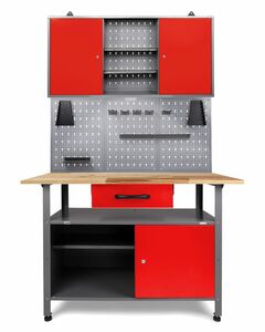 Ondis24 Werkstatt Set Klaus 120 cm 1 Schrank LED rot