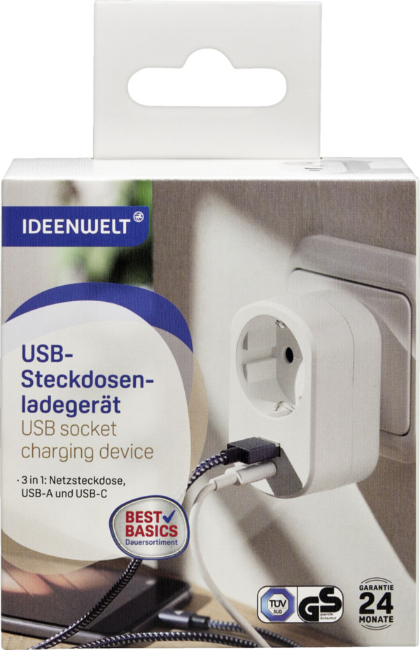 Bild 1 von IDEENWELT Best Basics USB Steckdosenladegerät
