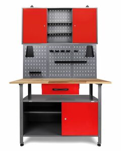 Ondis24 Werkstatt Set Klaus 120 cm 1 Schrank rot