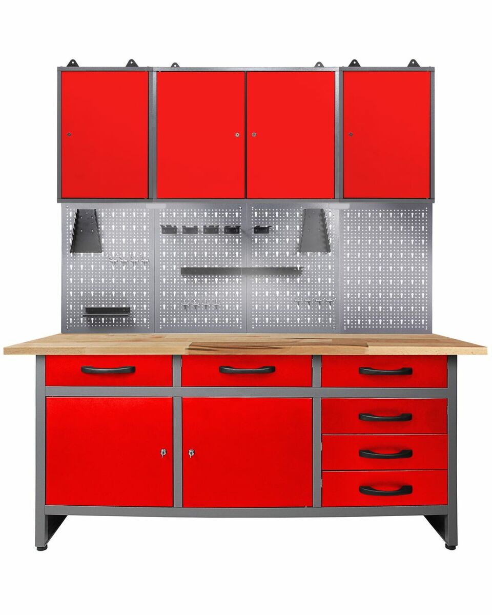 Bild 1 von Ondis24 Werkstatt Set Karsten 160 cm 3 Schränke LED rot