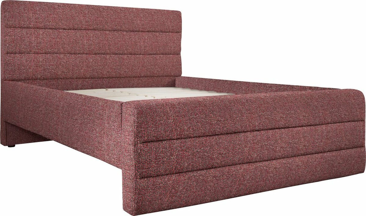 Bild 1 von OTTO products Polsterbett Merrit, Quernaht im Kopf- und Fußteil, in 5 Breiten, auch in 220 cm Länge, Grau|rot