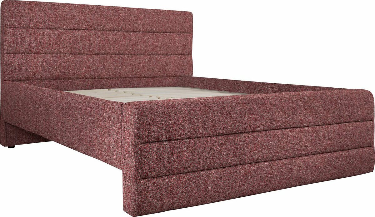 Bild 1 von OTTO products Polsterbett Merrit, Quernaht im Kopf- und Fußteil, in 5 Breiten, auch in 220 cm Länge, Grau|rot