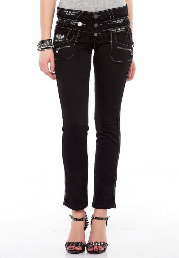 Bild 1 von Cipo & Baxx Slim-fit-Jeans mit modischem Dreifach-Bund in Slim Fit