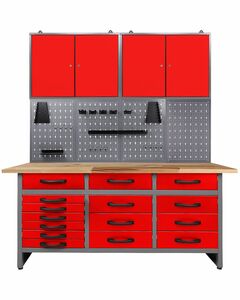 Ondis24 Werkstatt Set Konny 160 cm 2 Schränke rot