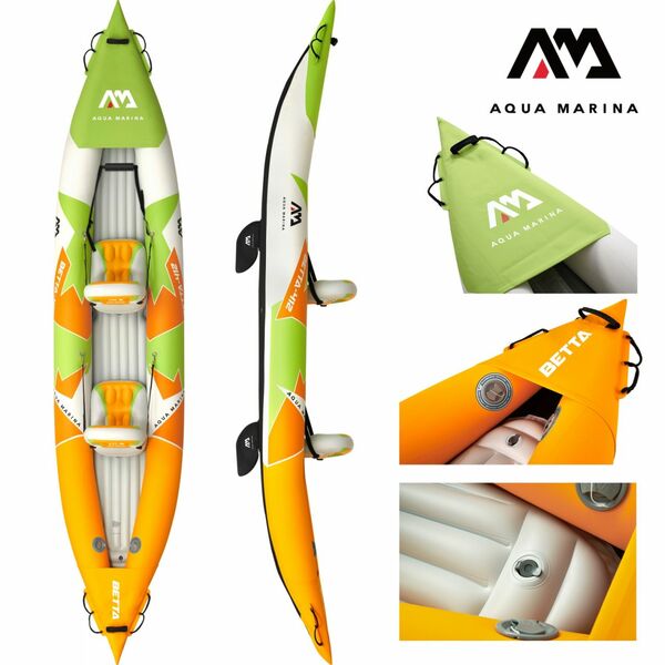 Bild 1 von Aqua Marina Kajak 412x83 cm für 2 Personen mit Luftsitz verstellbarer Lehne Transporttasche Reparatu