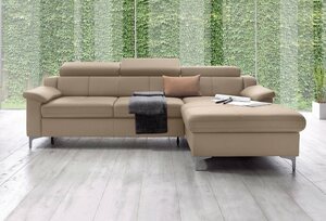 Exxpo - sofa fashion Ecksofa Florenz, mit Kopfteilverstellung, Grau