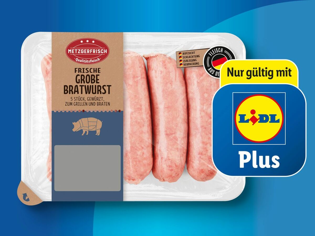 Bild 1 von Metzgerfrisch Frische Grobe Bratwurst, 
         400 g