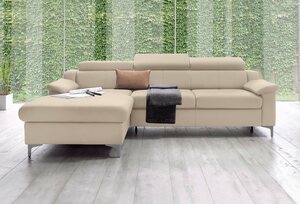 Exxpo - sofa fashion Ecksofa Florenz, mit Kopfteilverstellung, Beige