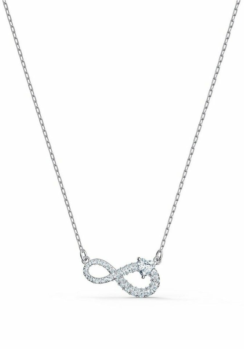 Bild 1 von Swarovski Kette mit Anhänger Unendlichkeitsschleife, Infinity, weiss, rhodiniert, 5520576, mit Swarovski® Kristallen