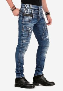 Cipo & Baxx Röhrenjeans mit Dreifachbund in Straight Fit