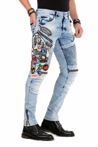 Cipo & Baxx Röhrenjeans mit Streetstyle Aufnäher n Straight Fit