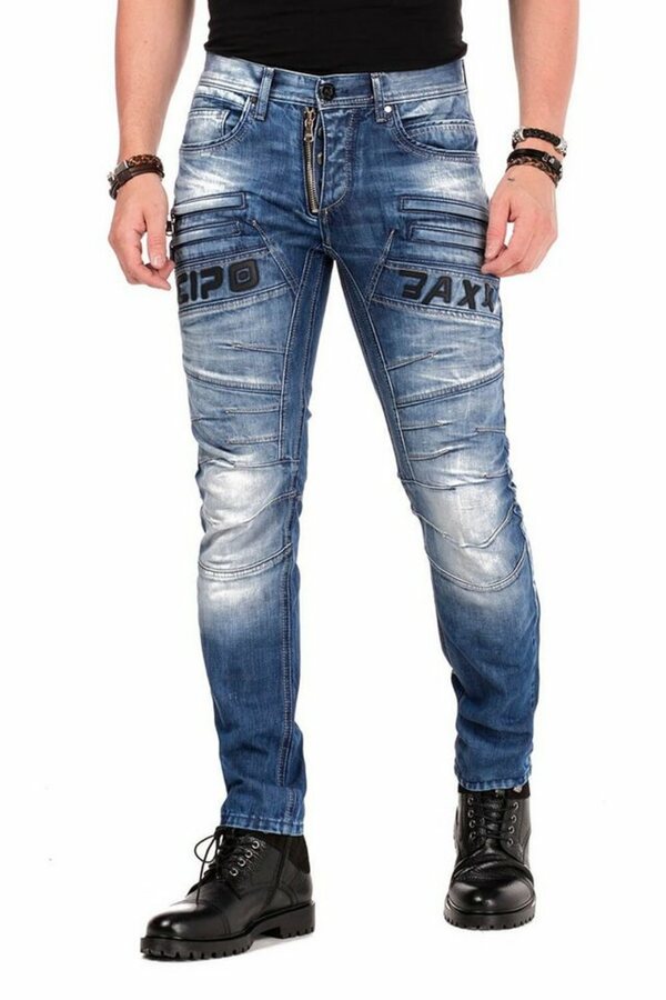 Bild 1 von Cipo & Baxx Slim-fit-Jeans mit dekorativer Reißverschluss