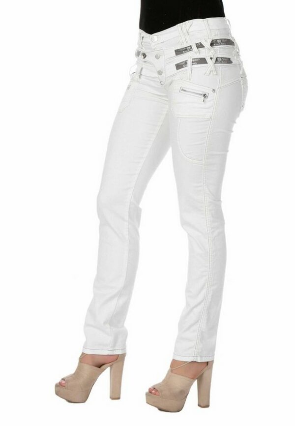 Bild 1 von Cipo & Baxx Slim-fit-Jeans mit modischem Dreifach-Bund in Straight Fit