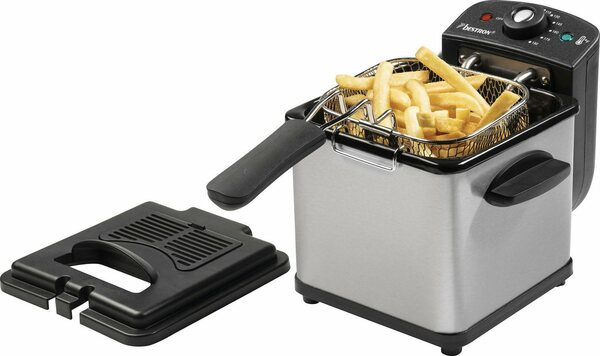 Bild 1 von bestron Fritteuse AF100S, kleine Fritteuse mit Edelstahl-Korb für eine Portion, 1000 W, Kaltzonentechnologie, Temperaturkontrolle bis 190°C, Ölfilter