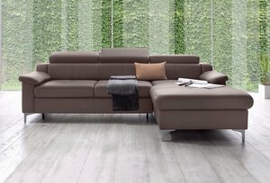 Exxpo - sofa fashion Ecksofa Florenz, mit Kopfteilverstellung, Braun