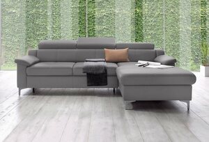 Exxpo - sofa fashion Ecksofa Florenz, mit Kopfteilverstellung, Grau