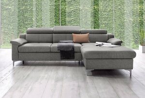 Exxpo - sofa fashion Ecksofa Florenz, mit Kopfteilverstellung, Braun