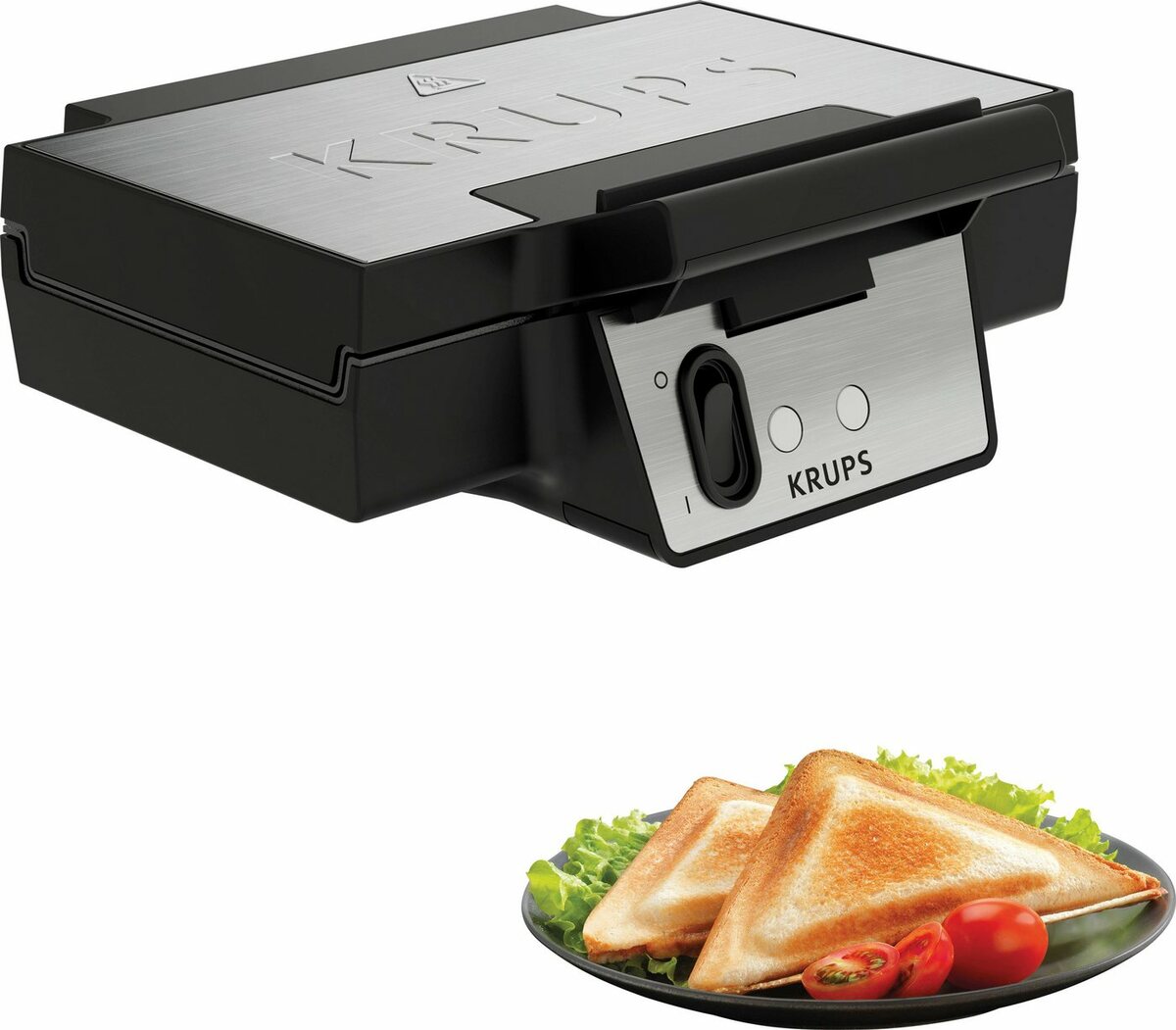 Bild 1 von Krups Sandwichmaker FDK453, Dreieckform, Antihaftbeschichtung, tiefe XL-Platten, 850 W