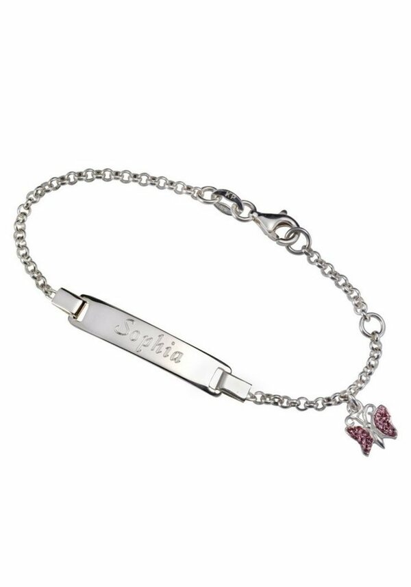 Bild 1 von Firetti Armband mit Gravur Schmuck Geschenk Silber 925 Armkette ID-Platte Schmetterling Glitzer, GRAVURwunsch per Mail senden, Anlass Geburtstag Weihnachten