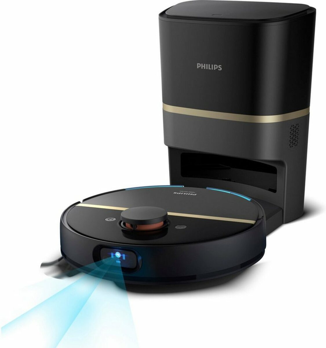 Bild 1 von Philips Saugroboter XU7100/01, 180 min Akkulaufzeit, Teppichfunktion, 360° Lasernavigation, ToF-Sensoren, Vibrationswischer, inkl. Entleerungsstation