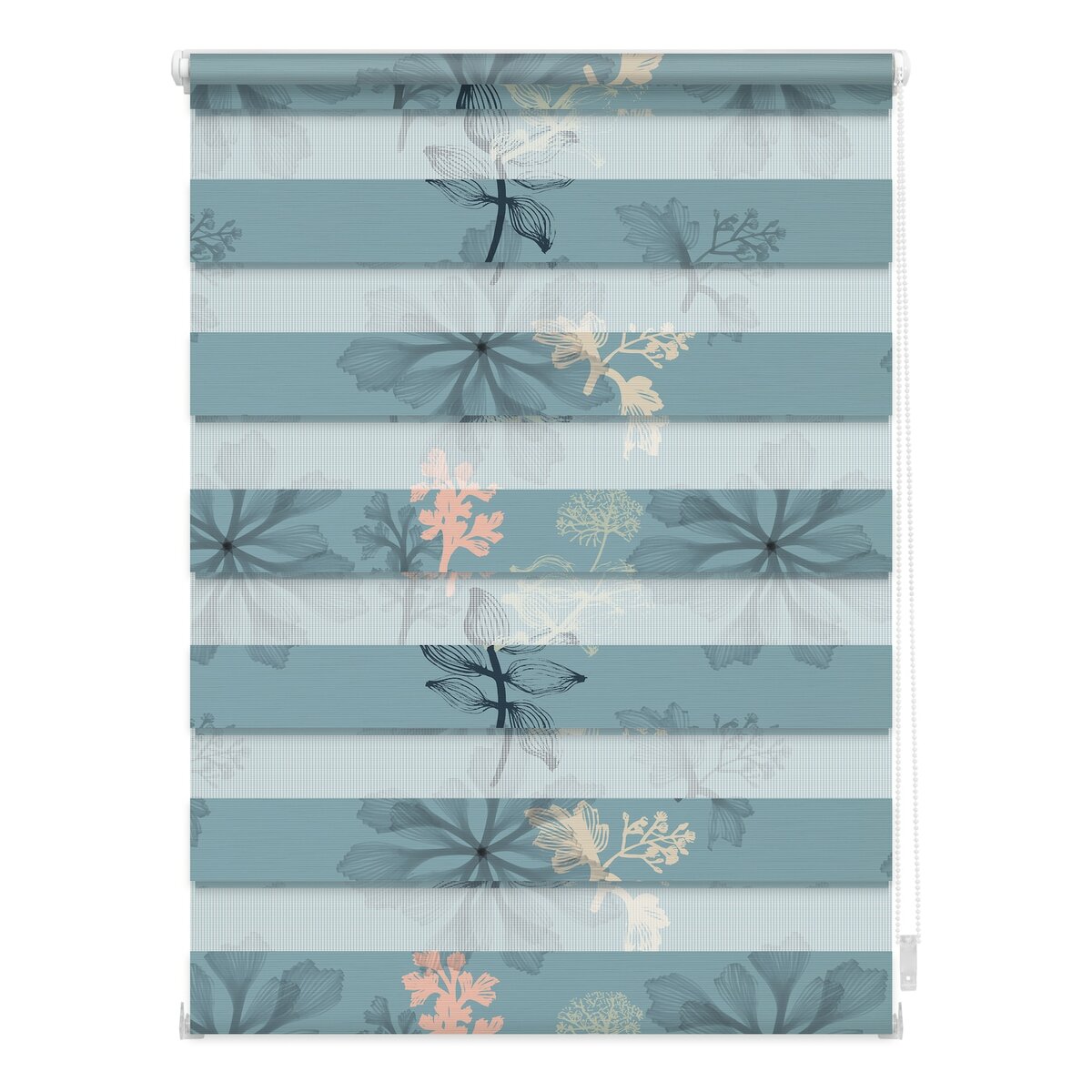 Bild 1 von Lichtblick Duo Rollo Klemmfix, ohne Bohren, blickdicht, Aqua Floral - Blau