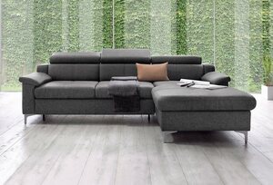 Exxpo - sofa fashion Ecksofa Florenz, mit Kopfteilverstellung, Grau