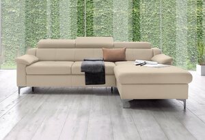 Exxpo - sofa fashion Ecksofa Florenz, mit Kopfteilverstellung, Beige