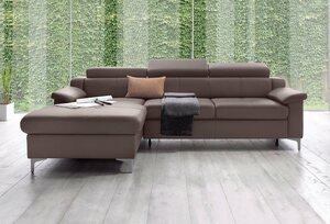 Exxpo - sofa fashion Ecksofa Florenz, mit Kopfteilverstellung, Braun