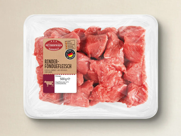 Bild 1 von Metzgerfrisch Rinder-Fonduefleisch, 
         500 g