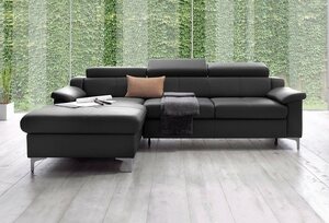 Exxpo - sofa fashion Ecksofa Florenz, mit Kopfteilverstellung, Schwarz