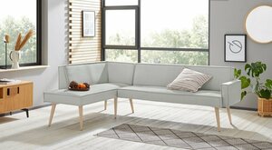 Exxpo - sofa fashion Eckbank Lungo, Frei im Raum stellbar, Beige|silberfarben