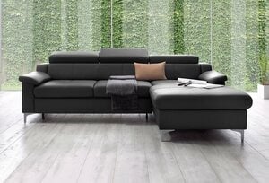 Exxpo - sofa fashion Ecksofa Florenz, mit Kopfteilverstellung, Schwarz