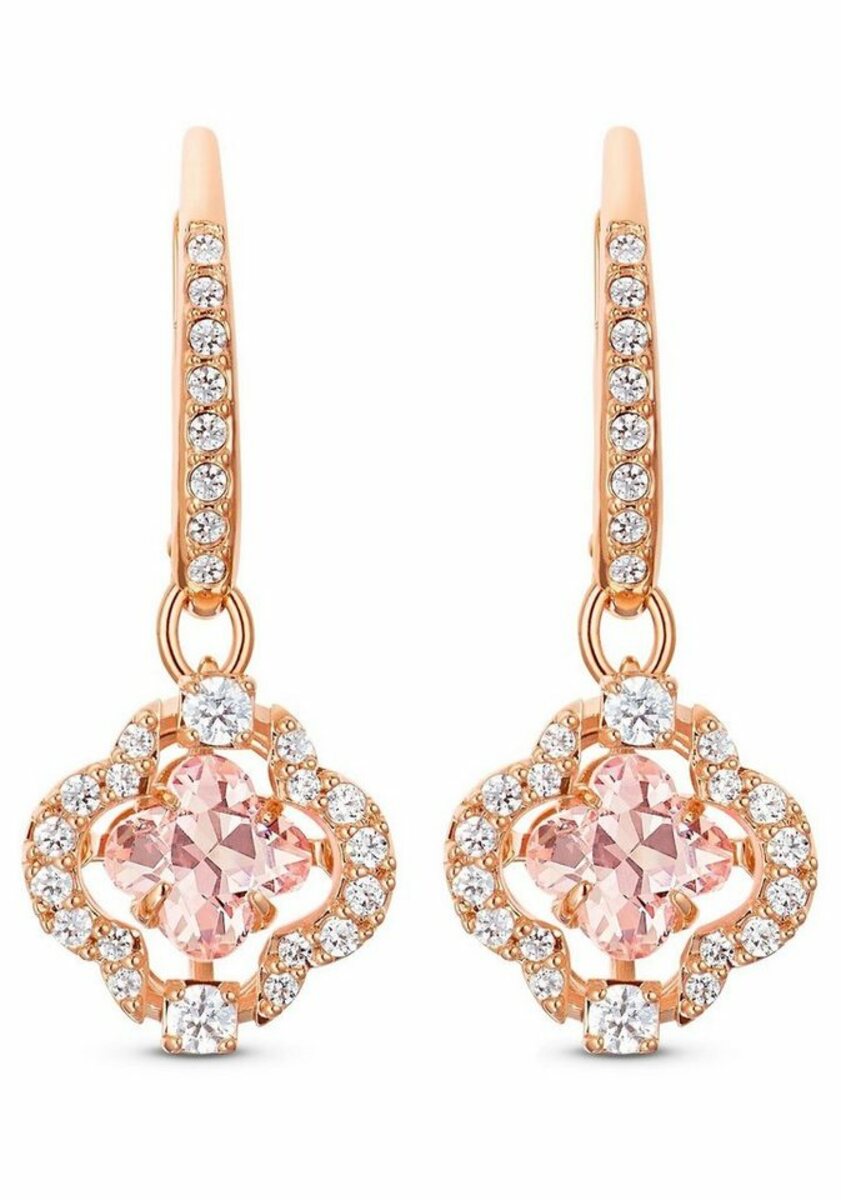 Bild 1 von Swarovski Paar Ohrhänger Glücksklee, Sparkling Dance Clover, rosa, Rosé vergoldet, 5516477, mit Swarovski® Kristallen