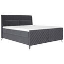 Bild 1 von Esposa Boxspringbett, Dunkelgrau, Textil, H3 + H4, 7-Zonen, Höhe ca. 20 cm, 180x200 cm, gepolstertes Kopfteil, Stoffauswahl, Topper durchgehend, Wendematratze mit unterschiedlichen Härtegraden, in