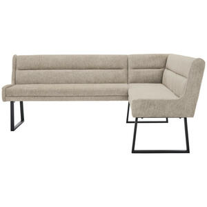Novel Eckbank, Schwarz, Beige, Metall, Textil, 4-Sitzer, Ottomane links, Eckteil, L-Form, 217x159 cm, Stoffauswahl, Typenauswahl, mit Rückenlehne, in verschiedenen Größen erhältlich, Esszimmer, B