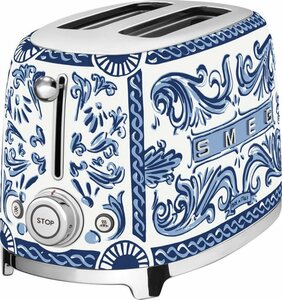 Smeg Toaster TSF01DGBEU, 2 Schlitze, für 2 Scheiben, 950 W, Dolce & Gabbana Blue Mediterraneo