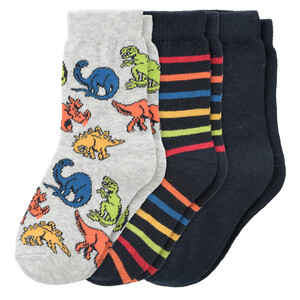 3 Paar Baby Socken in bunten Dessins DUNKELBLAU / GRAU / BUNT