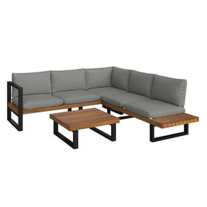 Ambia Garden Loungegarnitur, Grau, Teak, Holz, Metall, Textil, Akazie, massiv, 75x160x215 cm, Bsci, FSC 100%, Loungemöbel, Loungemöbel-Sets